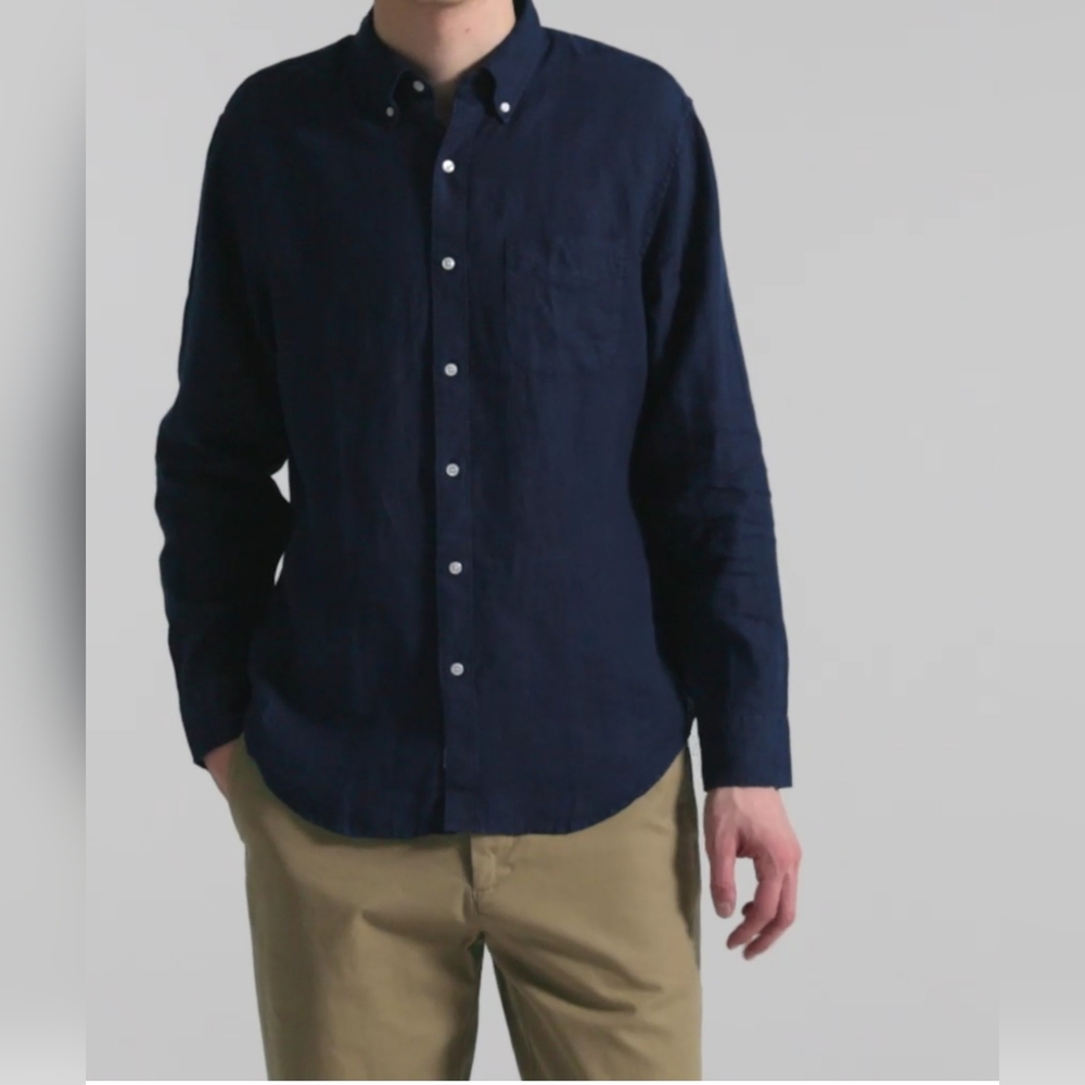 J CREW💥New💥Navy Linen/Cotton Casual Button-Down Shirt